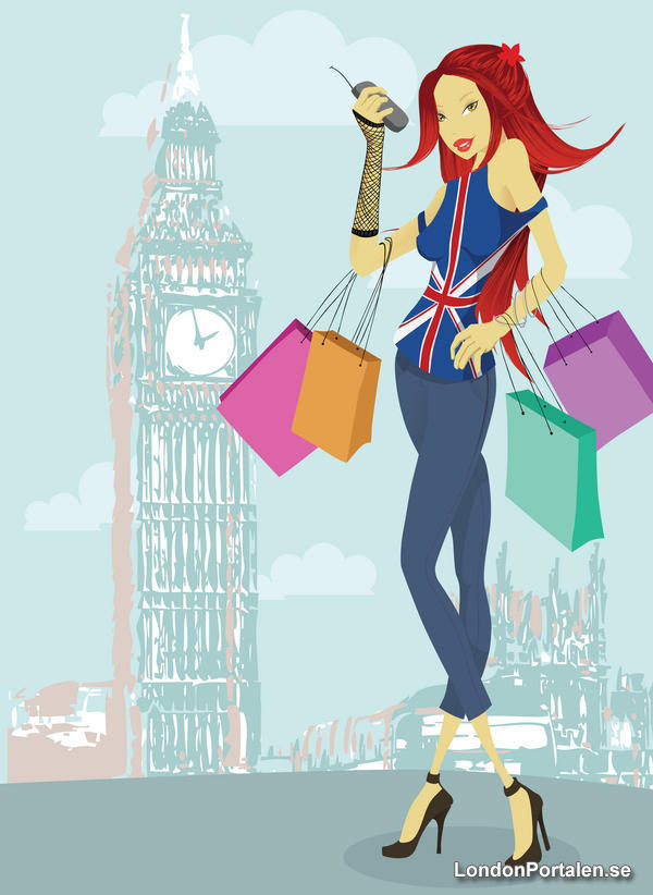 Tjej shoppar i London